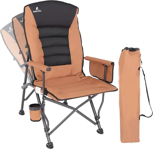 Miniatura 7 de Sillas de campamento para adultos, respaldo ajustable, silla de campamento plegable de gran tamaño, soporta 350 libras para exteriores con Negro