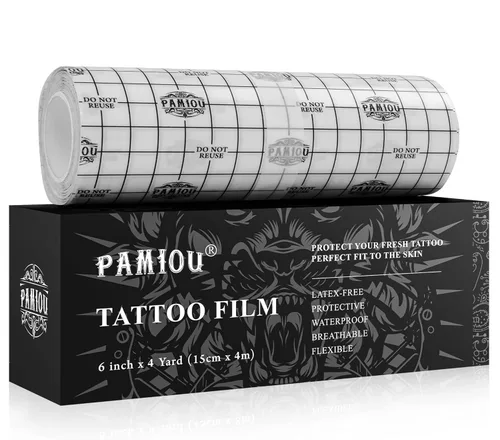 Pamiou Second Skin Parche para Cubrir Tatuajes - 6 Pulgadas x 4 Yardas Vendaje Envolvente para Cuidado Posterior de Tatuajes, Transpirable,