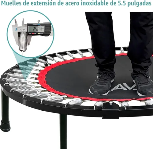 Miniatura 6 de RAVS Mini Trampolín para Niños y Adultos de 40"/48" Plegable de Fitness Reboteador Trampolín para Niños con Manija Ajustable en Altura de 5 Niveles