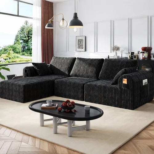 Miniatura 16 de Sofás modulares de pana otomana de 28.74 pulgadas para sala de estar, taburetes de sofá sin hueso, no requiere montaje, sofá profundo en una caja