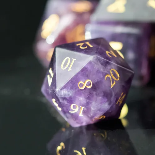 Miniatura 3 de UDIXI Juego de dados de piedras preciosas de amatista, dados DND de piedra de cristal D&D con estuche de regalo para juegos de rol y juegos de mesa