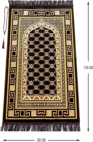 Miniatura 2 de ihvan online Alfombra de oración musulmana de terciopelo de lujo con cuentas de oración, Janamaz, gruesa y suave, regalo islámico, alfombra