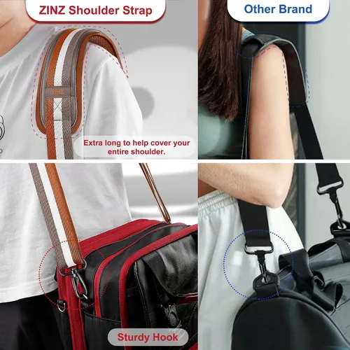 Miniatura 59 de ZINZ Correa de hombro universal de 59 pulgadas con almohadilla transpirable fija ultra gruesa, correa de hombro ajustable y resistente para bolsa