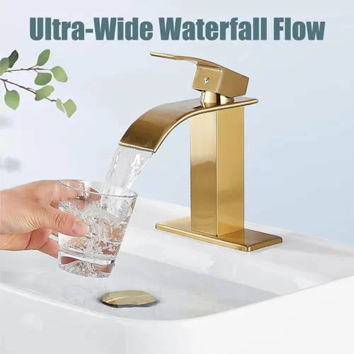 Miniatura 2 de Aolemi Grifo de baño de una sola manija, 1 agujero, montaje en cubierta, lavabo para lavabo de lavabo RV con placa de cubierta y montaje de drenaje