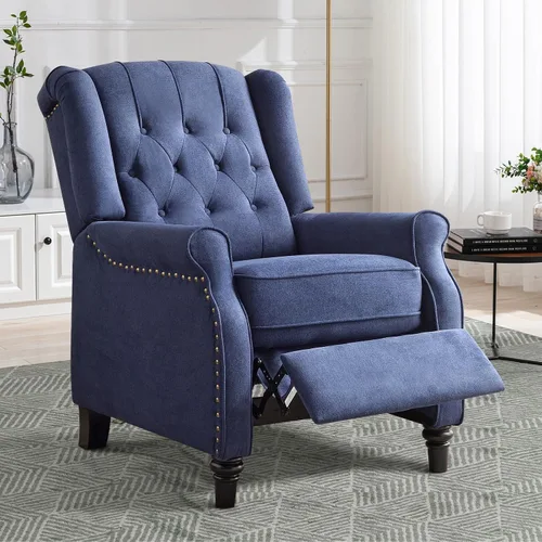 Miniatura 7 de CANMOV Silla Reclinable de Empuje hacia Atrás, Silla Decorativa, Sillón Reclinable de Mediados de Siglo con Respaldo Alto, Silla Reclinable de Tela