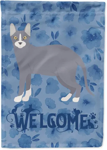 Miniatura 183 de Caroline's Treasures CK4813CHF - Bandera de bienvenida con gato abisinio azul, manga grande, para porche, para colgar en la pared, poliéster