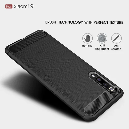 Miniatura 4 de Funda para Xiaomi Mi 9 - Funda delgada de absorción de impactos de fibra de carbono (negro)