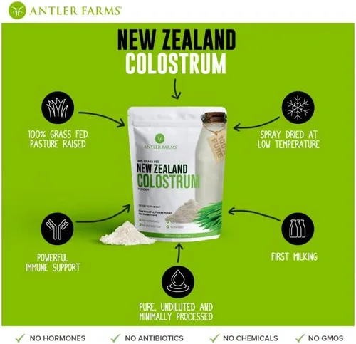 Miniatura 5 de Antler Farms Calostro 100% puro de Nueva Zelanda, 30 porciones, 1 libra - Alimentado con pasto, criado en pasto, de origen limpio, procesado