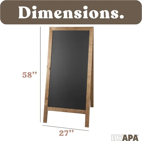 Miniatura 2 de Ilyapa Letrero de madera con marco en A con borrador y tiza, pizarra magnética de 21 x 30 pulgadas, pantalla de menú negra para restaurante