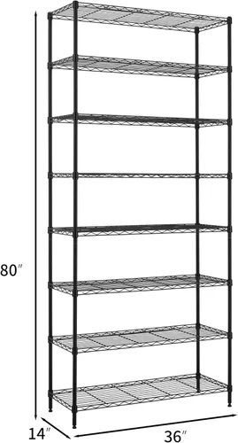 Miniatura 3 de Finnhomy Estantería de alambre de 8 niveles, estantería ajustable de alambre de acero, 14 x 36 x 80 pulgadas, 8 estantes de almacenamiento de metal