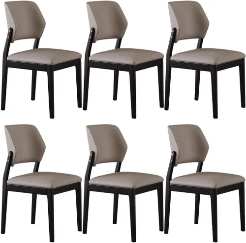 Miniatura 40 de YVYKFZD Wooden Dining Chairs Set, Leather Dining Room Chair, Upholstered Kitchen Chairs with Curved Backrest, Armless Living Room Chair, for Bedroom