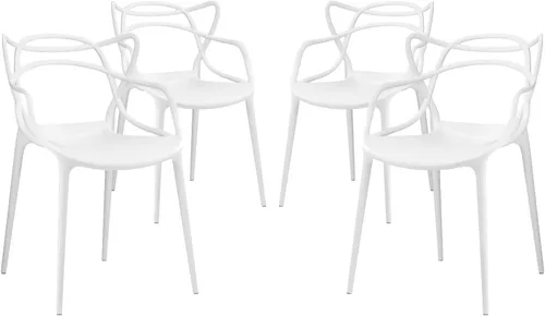 Miniatura 6 de Modway Enredado moderno moldeado plástico cuatro sillas de comedor en verde