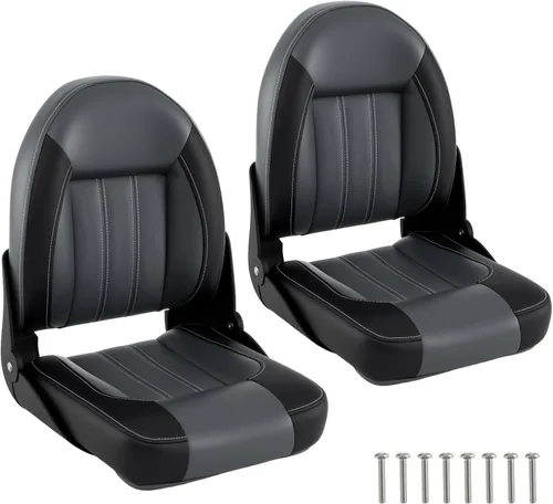 Miniatura 23 de Goplus Asientos para barco con respaldo bajo/alto, asiento plegable para barco con tornillos de acero inoxidable y bisagras de aluminio, acolchado