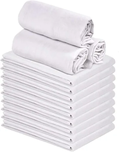 Harina Sack - Toallas de cocina blancas – Paquete de 12 – 28 x 28 pulgadas – Toalla de cocina suave y absorbente – Toallas de barra de 100% algodón