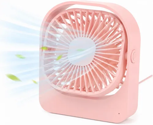Miniatura 2 de Ventilador de escritorio portátil, ventilador pequeño inalámbrico recargable por USB de alta capacidad con rotación de 360°, ventilador personal Azul