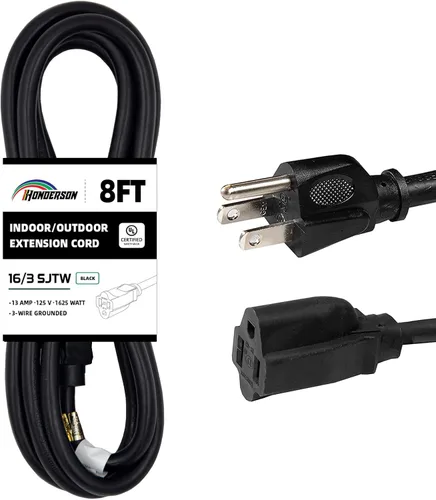 Miniatura 11 de Cable de extensión para exteriores de 10 pies, 16/3 SJTW, cable de extensión verde duradero para luces de Navidad con enchufe de tierra de 3 puntas