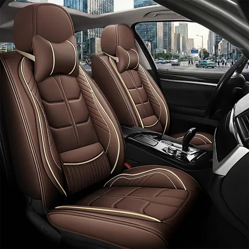 Miniatura 8 de URINOVET Funda de asiento de coche para Nissan Titan XD 2016-2023, funda de asiento delantero y trasero de 5 plazas, fundas de asiento de cuero