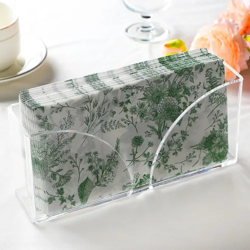 Servilletero acrílico para toalla de invitados para mesa, soporte para toallas de invitados, soporte vertical transparente impermeable para mesa de