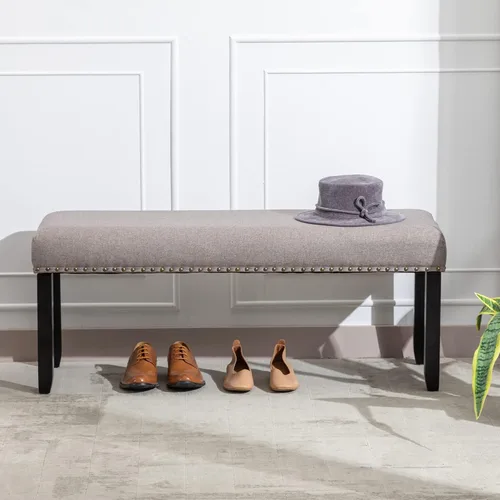 Duhome Elegant Lifestyle - Banco con acabado de cabeza de clavo, color caqui, madera
