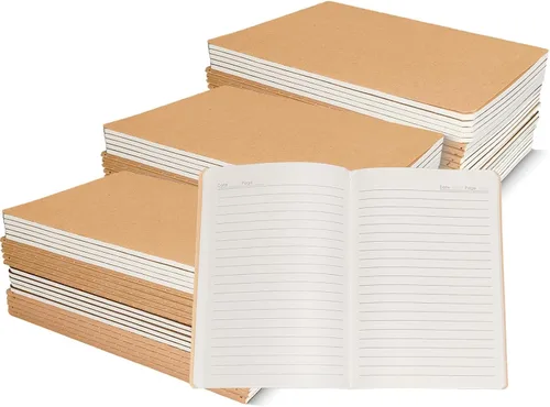 Miniatura 9 de Paquete de 10 cuadernos de papel kraft rayados A5 a granel, papel grueso de 80 GSM, 36 hojas 72 páginas (actualizado de 30 hojas y 60 páginas)