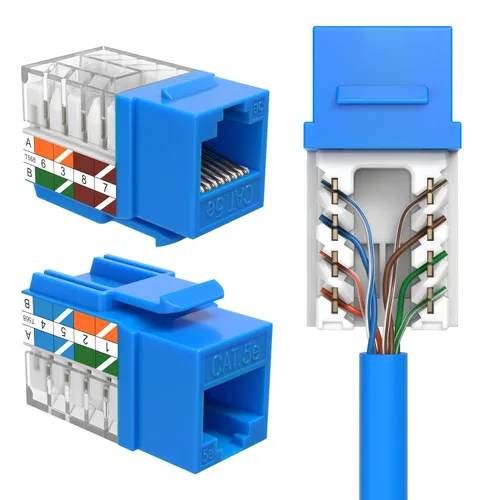 Cat5e Keystone Ethernet Wall Jack Punch Down UTP 45 grados (terminación más fácil que 90 grados), terminación de velocidad de perfil delgado RJ45