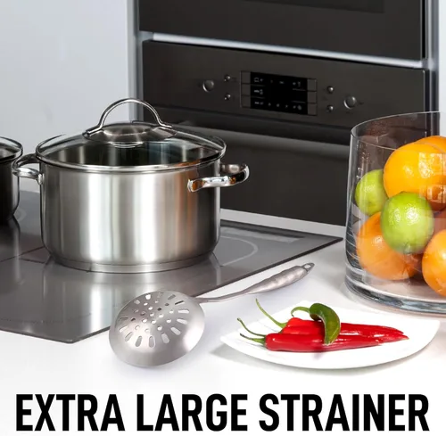 Miniatura 7 de Zulay Kitchen Cuchara Ranurada de Acero Inoxidable - 14.5” Gran Cuchara de Freír y Escumador para Drenar y Servir - Utensilio de Cocina Resistente