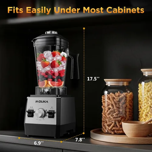 Miniatura 7 de H-Duka Licuadora para batidos con capacidad de 64 onzas, licuadoras para cocina con recipiente sin BPA, licuadora de batidos para triturar hielo