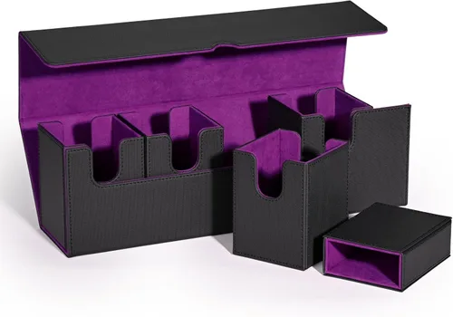 Miniatura 13 de UAONO Caja de cartas con bandeja de dados para MTG, funda de cartas 5 en 1 con capacidad para más de 800 tarjetas sin mangas, organizador magnético