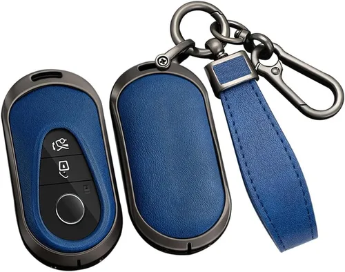 Miniatura 12 de ontto Llavero de cuero compatible con Mercedes-Benz 2020 en adelante, llavero de metal para Benz Clase S, Clase G, Clase E, color negro