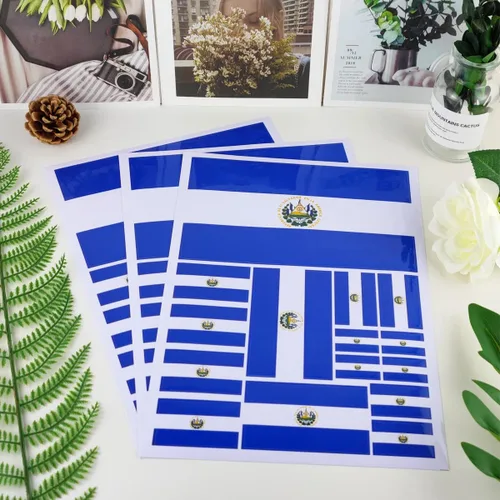 Miniatura 3 de QQSD Calcomanía de bandera de El Salvador en varios tamaños, paquete de 3, 11.7 x 8.3 pulgadas