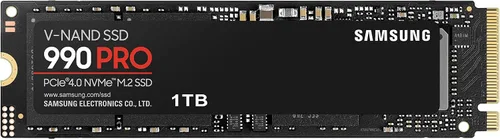 Samsung 990 Pro 1TB Gen4 NVMe SSD 7450MB/s 6900MB/s R/W 1550K/1200K IOPS 600TBW 1.5M Hrs MTBF para PS5 5 años