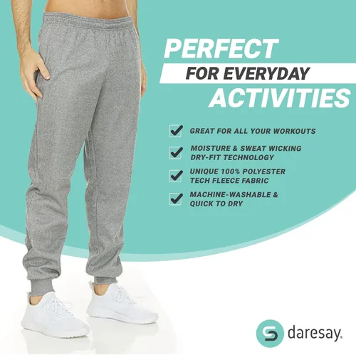 Miniatura 5 de DARESAY Pantalones deportivos Tech de forro polar Dry Fit Performance para hombre paquete de 3