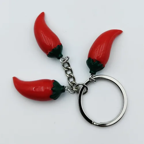 Miniatura 3 de Llavero de chile rojo con colgante de vegetales, llavero de pimienta