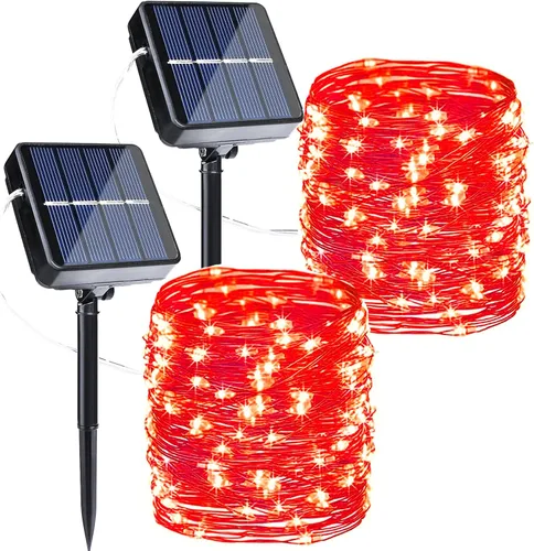 Miniatura 8 de Joomer - Tira de luces solares de hadas, paquete de 2, total 80 pies, 240 LED, luces de cuerda solar para exteriores, impermeables, 8 modos