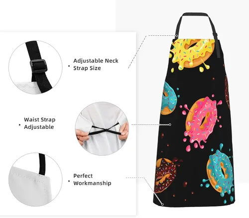 Miniatura 5 de Gkyygk Delantal para mujer con bolsillos, correa ajustable en el cuello y lazos en la cintura para cocinar, hornear, barbacoa, hombres y mujeres