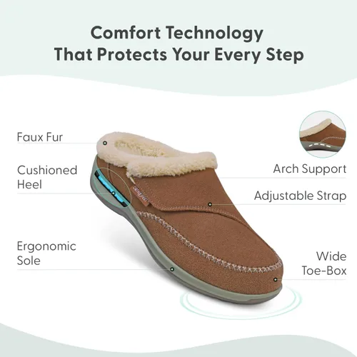Miniatura 3 de Orthofeet Charlotte - Pantuflas ortopédicas con forro de piel sintética para mujer