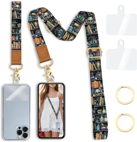 Miniatura 21 de Cordón cruzado para teléfono celular con correa para la muñeca, diseño de flores, para colgar alrededor del cuello, correa floral ajustable
