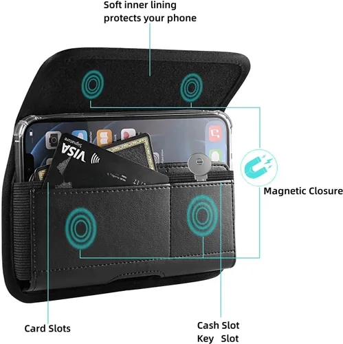 Miniatura 2 de Funda de nailon con clip para cinturón para Samsung Galaxy A16 A15 5G A14 A55 A54 A53 A35 S25 Ultra S24 S23 S22 S21 Note 20 Ultra A13, iPhone 17 Pro