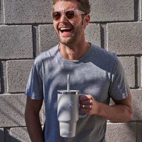 Miniatura 11 de Hydro Flask Vaso de viaje con asa, tapa y pajita, acero inoxidable aislado en trillium de 40 onzas
