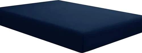 Miniatura 3 de Olympic-Queen - Sábana bajera ajustable de 28 pulgadas, bolsillo extra profundo de 600 hilos, 100% algodón egipcio, tejido satinado, color azul