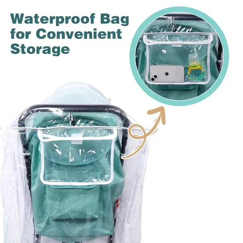 Miniatura 4 de Funda de lluvia doble para cochecito, protector impermeable para cochecito doble en tándem, funda de cochecito gemelos para lluvia, viento, nieve