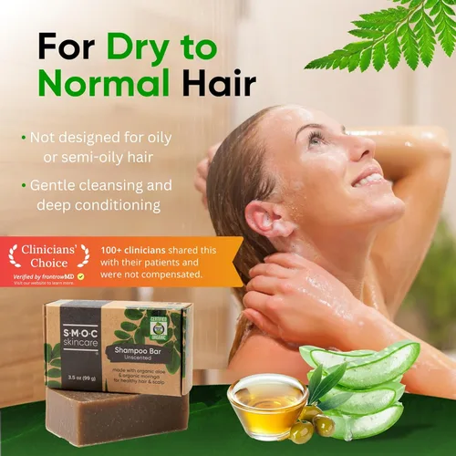 Miniatura 2 de Barra de champú orgánica certificada para cabello seco a normal, romero y moringa para el crecimiento del cabello, aloe y aceite de oliva virgen
