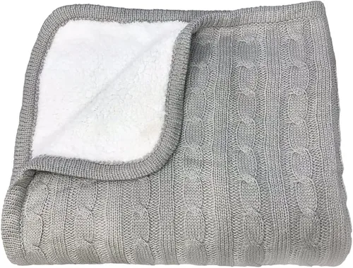 Miniatura 11 de Magnolia Cable Knit and Sherpa Baby Blanket (Beach Glass)
