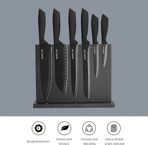 Miniatura 3 de Juego de cuchillos de cocina SipLip con soporte magnético para cuchillos, juego de 15 piezas de cuchillos de cocina de acero inoxidable de alto