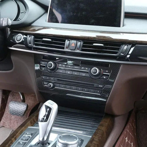Miniatura 3 de ABS consola central de coche aire acondicionado volumen perilla Cotrol panel marco ajuste para BMW X5 F15 2014-2018 (fibra de carbono)