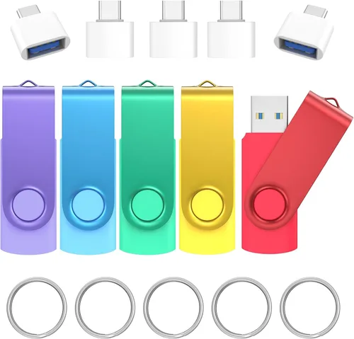 Miniatura 10 de Unidad flash USB 2.0 de 1 GB, paquete de 2 unidades de memoria Wooolken Thumb Drive con luz LED y cordones para almacenamiento y respaldo