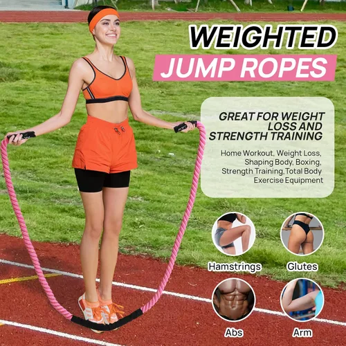 Miniatura 2 de Cuerda de saltar con peso para fitness – Cuerda de saltar pesada para mujeres y adultos, ideal para entrenamientos de gimnasio en casa