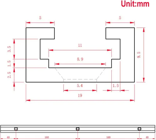Miniatura 3 de 4 piezas de 15.748 in/16 pulgadas de aluminio deslizante con tornillos perfil de doble corte universal con agujeros de montaje preperforados