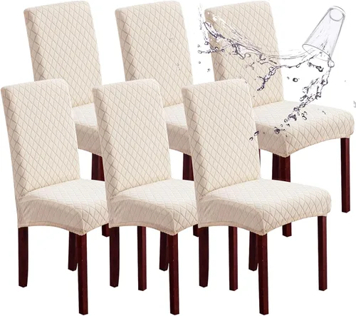 Miniatura 52 de Genina Fundas impermeables para sillas de comedor, fundas elásticas de jacquard para sillas de comedor, extraíbles y lavables, protector de silla
