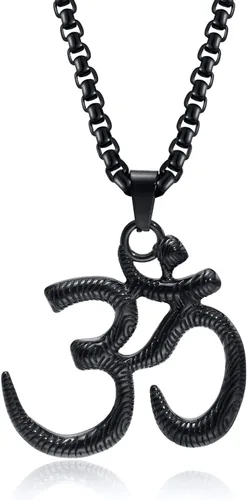 VNOX Collar con colgante de yoga Om - Collar con colgante de yoga hindú espiritual con símbolo sánscrito Om Aum OhmLotus Yoga